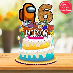 Orange Among US Birthday Cake Topper Template Printable Instant Download