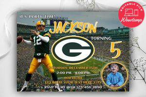 Green Bay Packers Birthday Flyer Template to Print at Home Instant Download