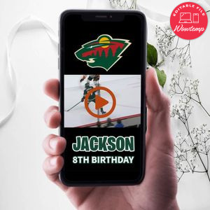 Minnesota Wild Birthday Video Invitation Digital Template Customizable Instant Download
