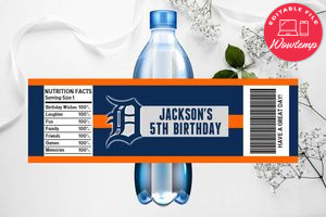 Printable Detroit Tigers Water Bottle Labels Instant Download