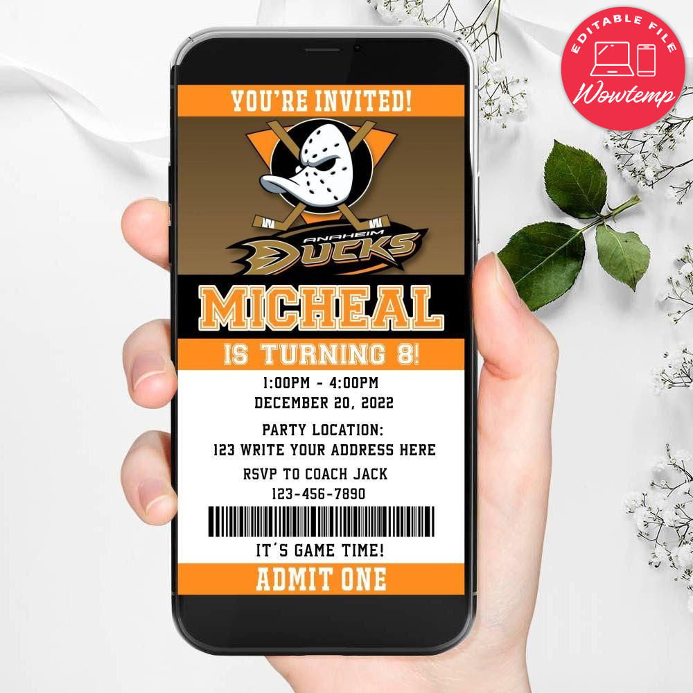 Electronic Anaheim Ducks Birthday Flyer Instant Download