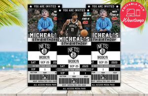 Brooklyn Nets Ticket Birthday Editable Templates Instant Download
