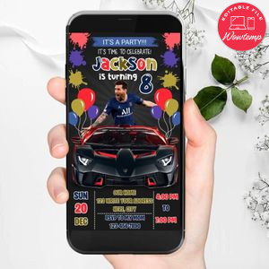 Mobile Messi Paris Saint Germain Drive By Birthday Parade Electronic Invite Invitation Template Instant Download