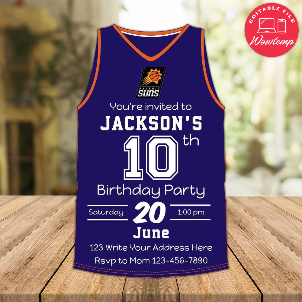 Phoenix Suns Jersey Birthday Flyer Instant Download