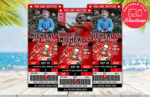 Editable Tampa Bay Buccaneers Birthday Ticket Invitations Instant Download