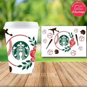 Baseball Starbucks Wrap PNG File template DIY