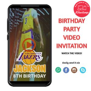 LeBron James Birthday Video Invitation Digital Template Customizable Instant Download