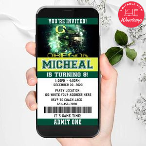 Electronic Oregon Ducks Ticket Electronic Invite Birthday Invitations Instant Download