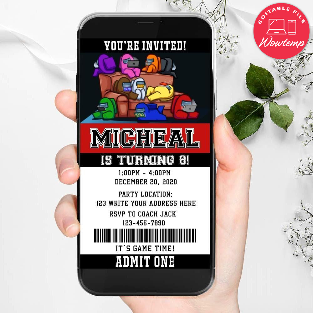 Electronic Among Us Electronic Invite Birthday Flyer Instant Download