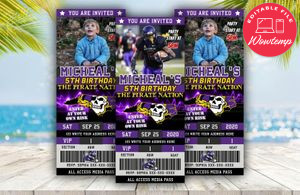 East Carolina Pirates Ticket Birthday Editable Templates Instant Download