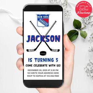 Electronic New York Rangers Electronic Invite Birthday Flyer Template Instant Download