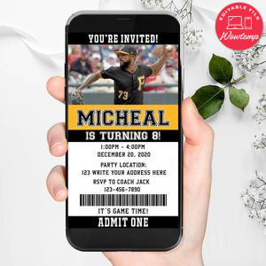 Electronic Pittsburgh Pirates Electronic Invite Birthday Invitations Instant Download
