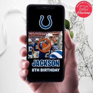 Indianapolis Colts Birthday Video Invitation Digital Template Customizable Instant Download