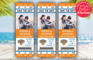 Editable New York Knicks Save The Date Wedding Engagement Announcement Ticket Invitation Instant Download