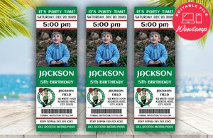 Printable Boston Celtics Birthday Ticket With Photo Invitation Instant Download