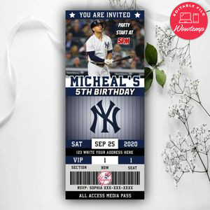 Printable Giancarlo Stanton New York Yankees Baseball Birthday Ticket Invitation Instant Download