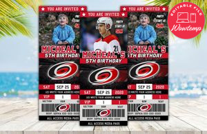 Editable Carolina Hurricanes Birthday Ticket Invitations Instant Download