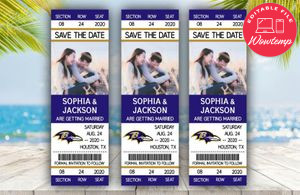Editable Baltimore Ravens Save The Date Wedding Engagement Announcement Ticket Invitation Instant Download