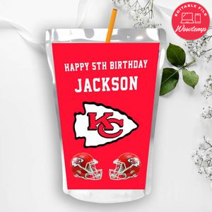Printable Kansas City Chiefs Birthday Capri Sun Juice Label Instant Download