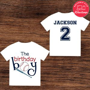 Printable Baseball 2nd Birthday Boy Shirt Template Digital File