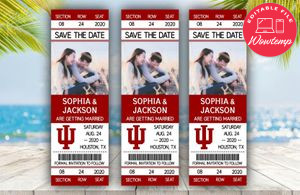 Editable Indiana Hoosiers Save The Date Wedding Engagement Announcement Ticket Invitation Instant Download