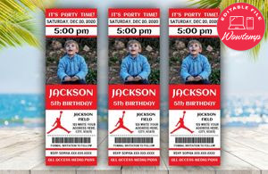 Printable Jordan Birthday Ticket With Photo Invitation Instant Download