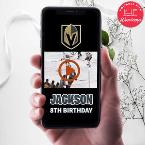 Vegas Golden Knights Birthday Video Invitation Digital Template Customizable Instant Download