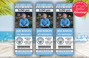Man City Birthday Ticket With Photo Invitation Instant Download