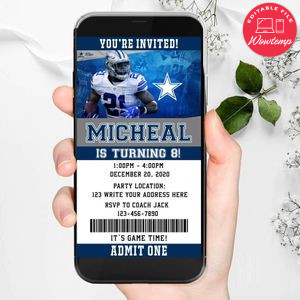 Electronic Dallas Cowboys Ticket Electronic Invite Birthday Invitations Instant Download