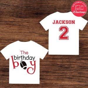 Printable Football 2nd Birthday Boy Shirt Template Instant Download