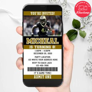 Electronic Alvin Kamara New Orleans Saints Electronic Invite Birthday Invitations Instant Download