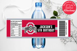 Printable Ohio State Buckeyes Water Bottle Labels Instant Download