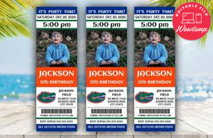 Printable Florida Gators Birthday Ticket With Photo Invitation Instant Download