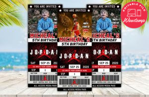 Editable Jordan Birthday Ticket Invites Instant Download