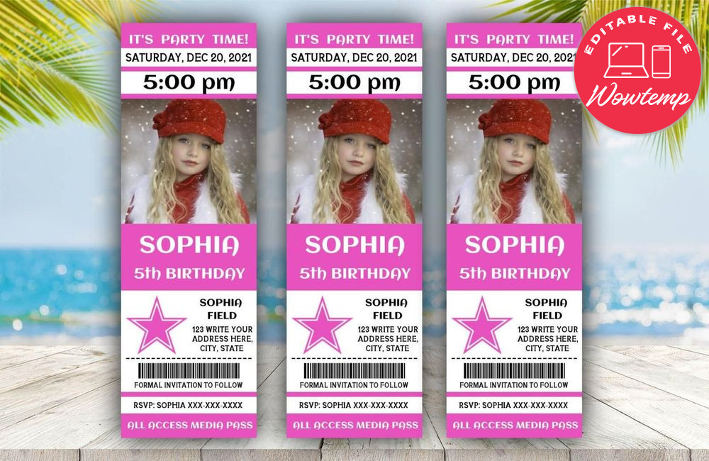 Dallas Cowboys Pink Birthday Flyer Ticket Instant Download