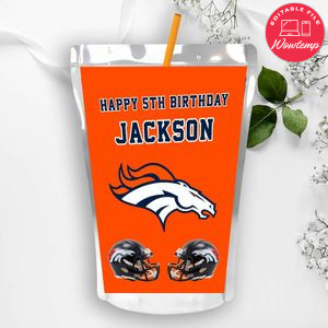 Denver Broncos Birthday Capri Sun Juice Label Instant Download