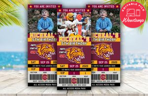 Editable Bethune-Cookman Wildcats Birthday Ticket Invitations Instant Download
