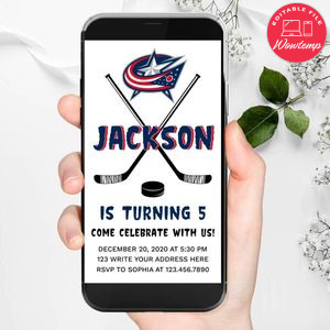 Electronic Columbus Blue Jackets Electronic Invite Birthday Flyer Template Instant Download