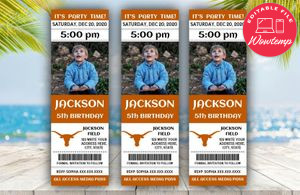 Printable Texas Longhorns Birthday Ticket With Photo Invitation Instant Download