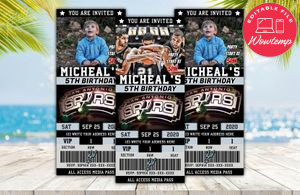 Editable San Antonio Spurs Birthday Ticket Invite Instant Download