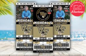 Wake Forest Demon Deacons Ticket Birthday Editable Templates Instant Download