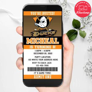 Electronic Anaheim Ducks Birthday Invitation Instant Download