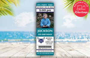 Charlotte Hornets Birthday Ticket With Photo Invitation Instant Download