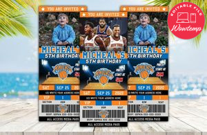 New York Knicks Ticket Birthday Editable Templates Instant Download