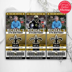Printable Alvin Kamara New Orleans Saints Birthday Ticket Party Invites Instant Download