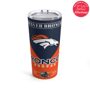 Denver Broncos 20 oz Skinny Tumbler Customizable Design Template Instant Download