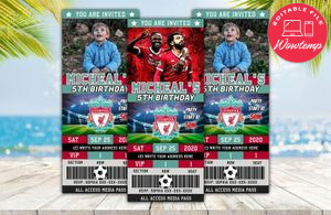Editable Liverpool FC Birthday Ticket Invites DIY