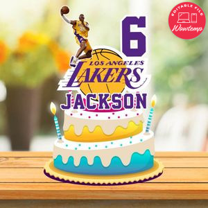 Printable Kobe Bryant Los Angeles Lakers Birthday Cake Topper Template Instant Download