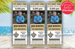 Printable New Orleans Saints Birthday Ticket With Photo Invitation Instant Download