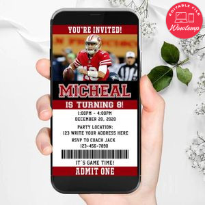 Electronic San Francisco 49ers Ticket Electronic Invite Birthday Invitations Instant Download
